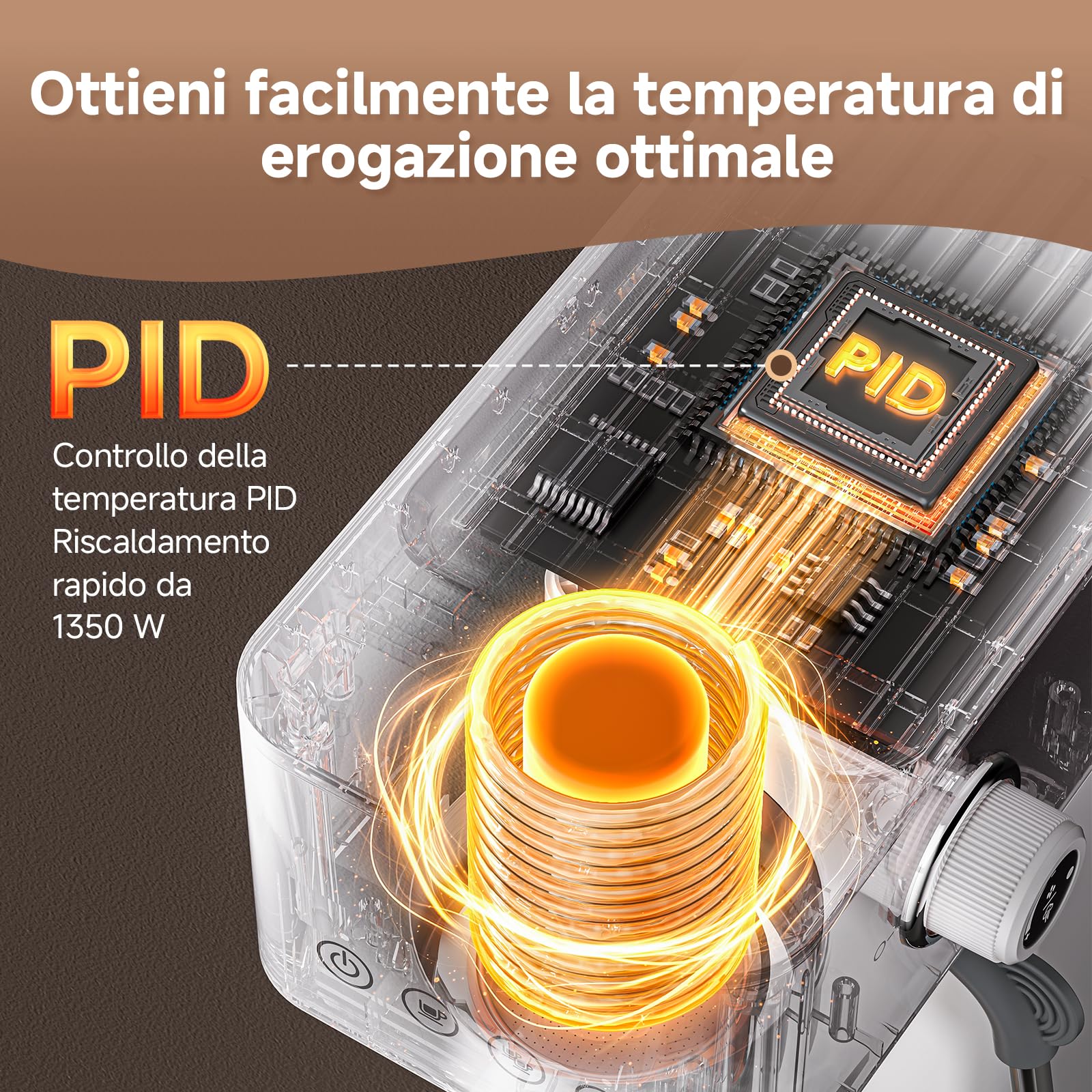 AMZCHEF Macchina da Caffè Espresso 20 bar, macchina caffe con montalatte professionale, piccola macchina per caffè espresso per cappuccino, latte e macchiato, serbatoio dell'acqua da 1,5L, bianco