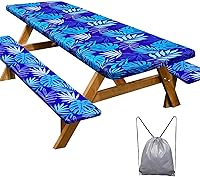 Vista 31 de Funda de mesa de picnic con fundas para bancos, elementos esenciales de camping, mantel de camping impermeable y a prueba de viento con bolsa