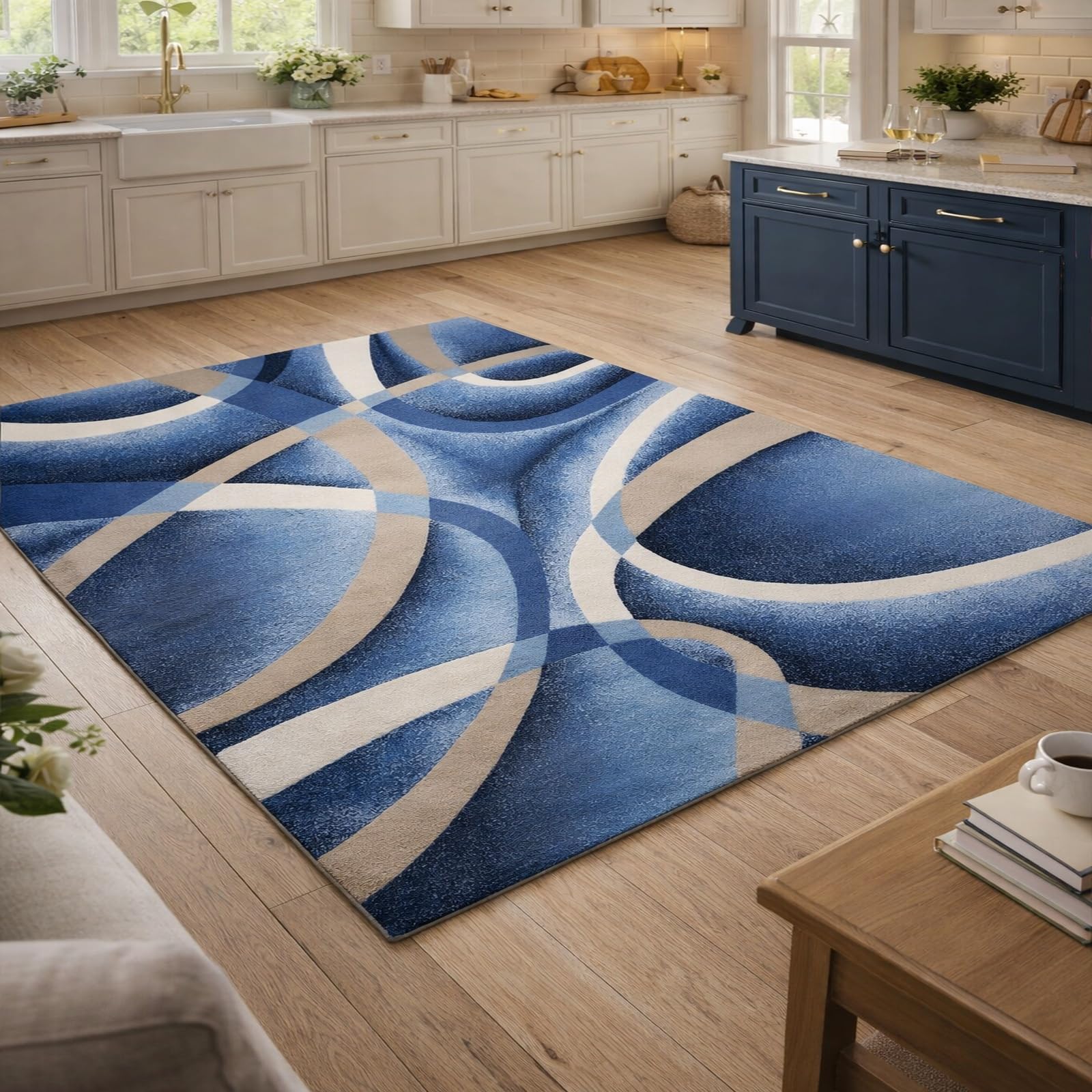 Tapis de salon lavable moderne bleu pour sublimer votre chambre
