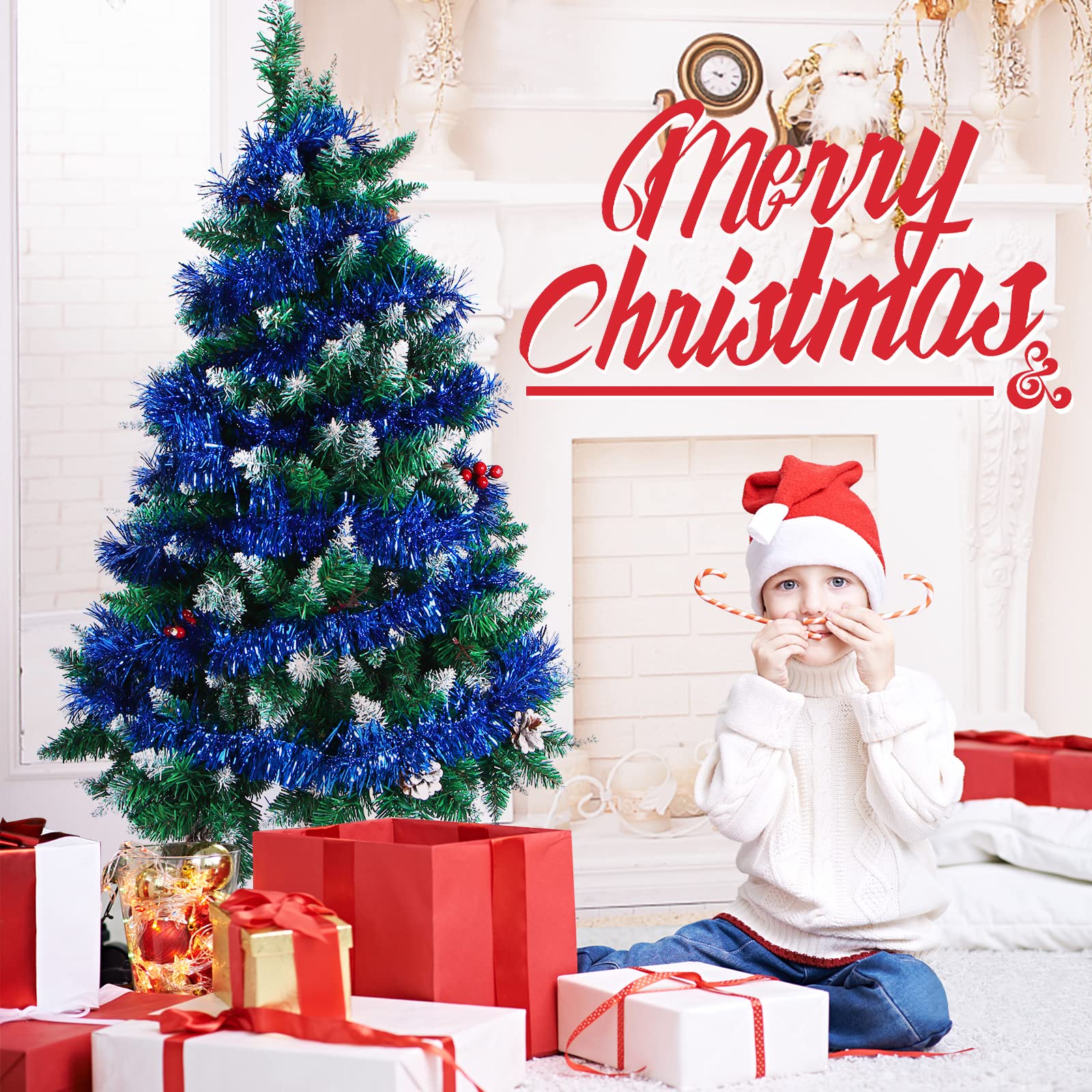 Christmas Concepts® 3m / 9.8ft Chunky/Fine Kerst Klatergoud - Kerst Decoratie Klatergoud (Zwart & Zilver