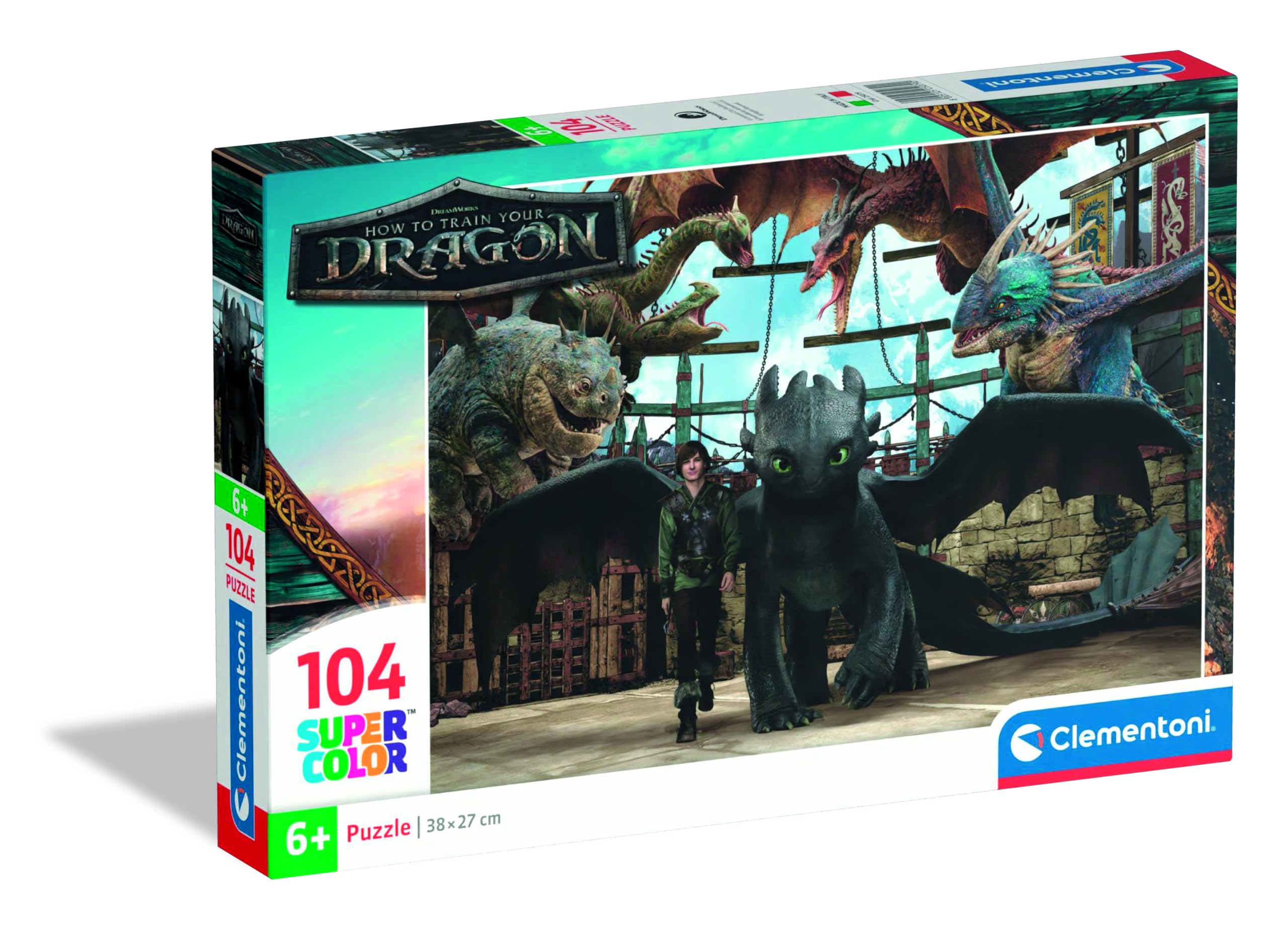 Clementoni Puzzle 104 pieces How to Train Your Dragon, Puzzle for Kids 6+ years, Made in Italy, 25079