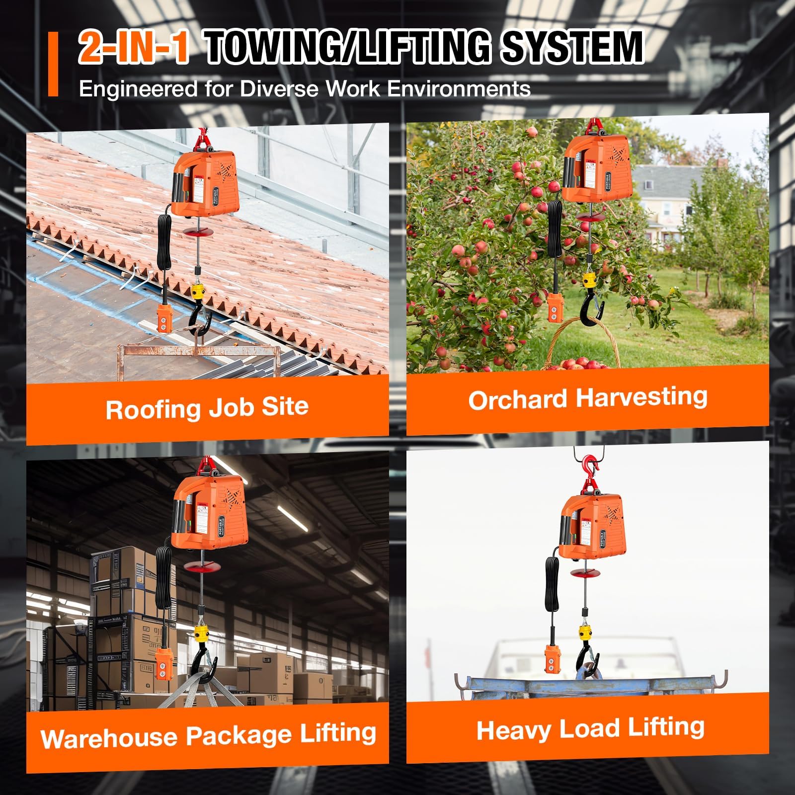 3-in-1 Electric Winch - Remote Control Lift Crane -9