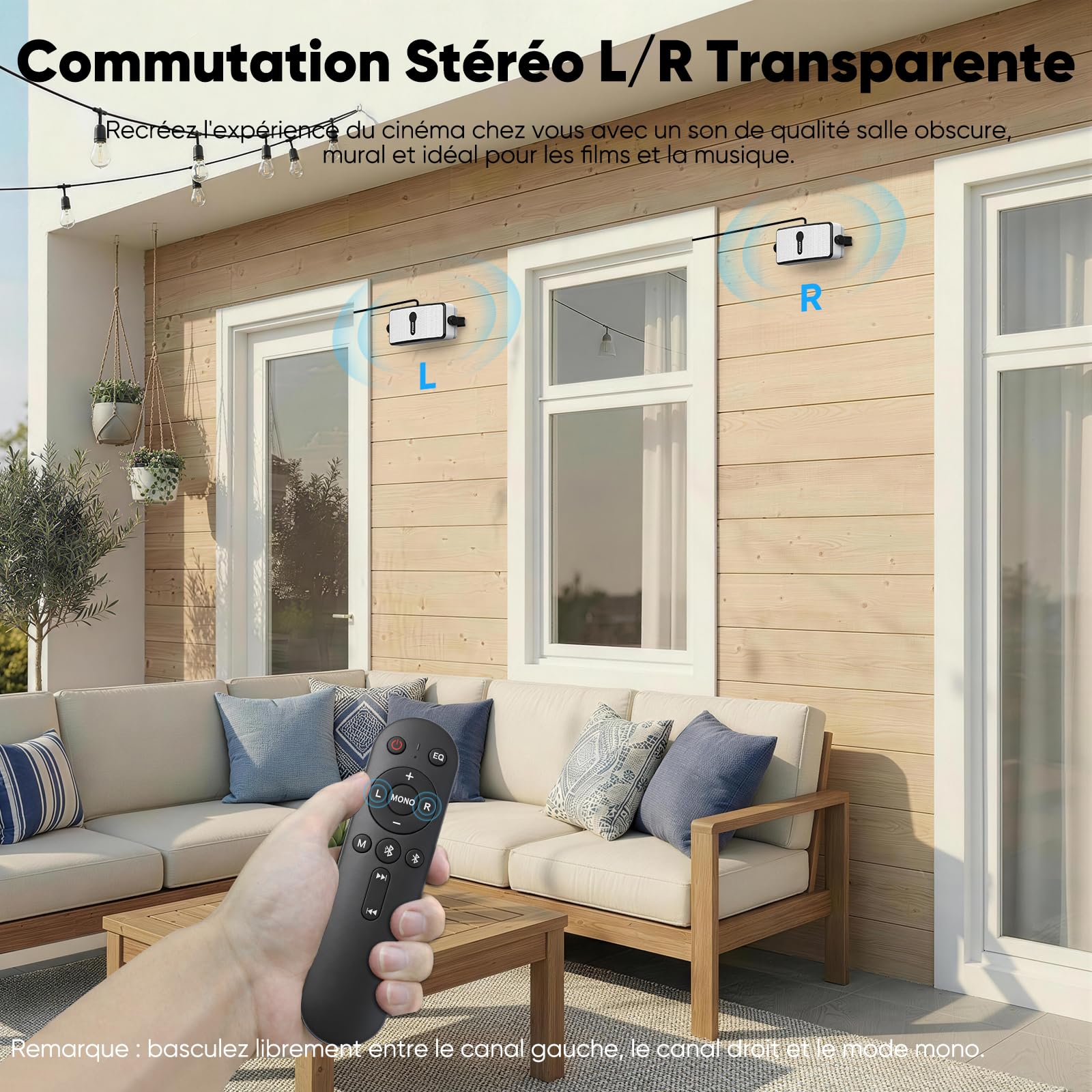 Inwa 200W Enceinte Bluetooth d'Extérieur avec Auracast, Haut-Parleur Extérieur Étanche IPX5, Enceintes sans Fil avec Diffusion Audio Multi-Speaker, Enceinte Murale pour Jardin, Terrasse & Piscine