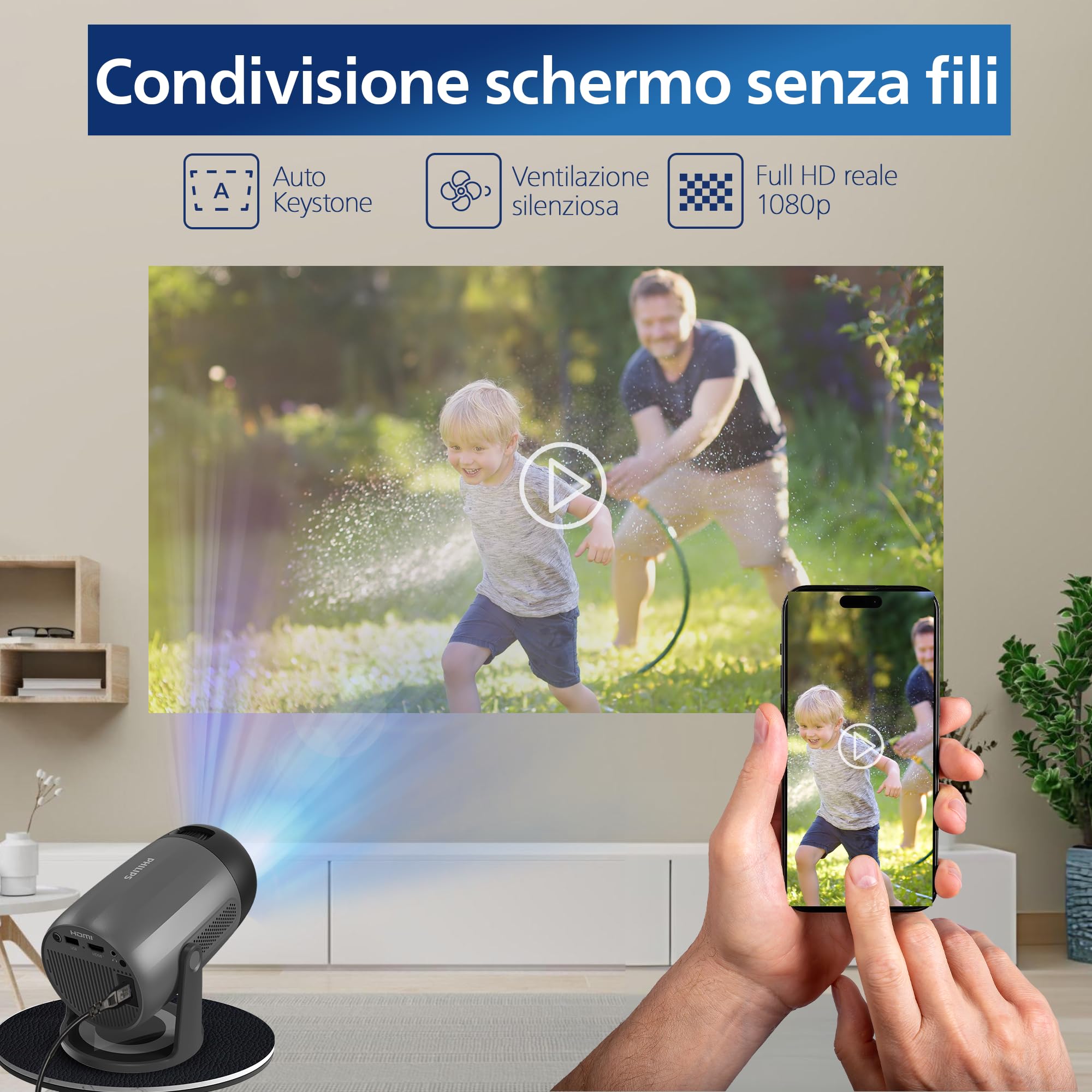 Philips NeoPix 150 Projector, 1920x1080, 1.2:1, 1000:1 , Dark Grey (NPX150/INT)