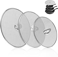 Zhulerzil 3-Pack Stainless Steel Splatter Screens (10", 11.5", 13") - Fine Mesh Grease Guards for Frying Pans, Rust-Proof, Burn-Safe