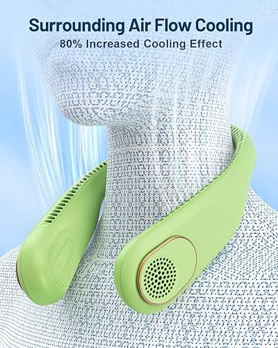 Miniatura 3 de SWEETFULL Ventilador de cuello portátil de enfriamiento de 360, ventilador personal sin aspas, sin torsión de pelo, ventilador recargable USB de