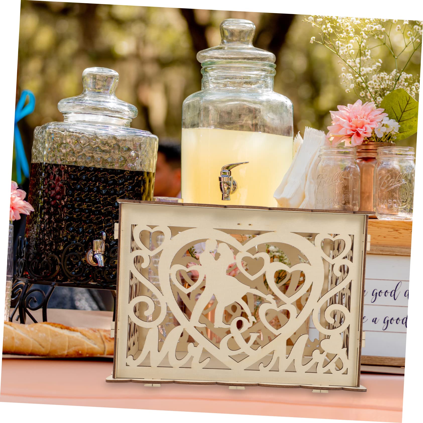 ULTECHNOVO Scatola per Carte Nozze Incisione Scatola Biglietti e Buste Matrimonio Ricevimento Decorativa Keepsake Box