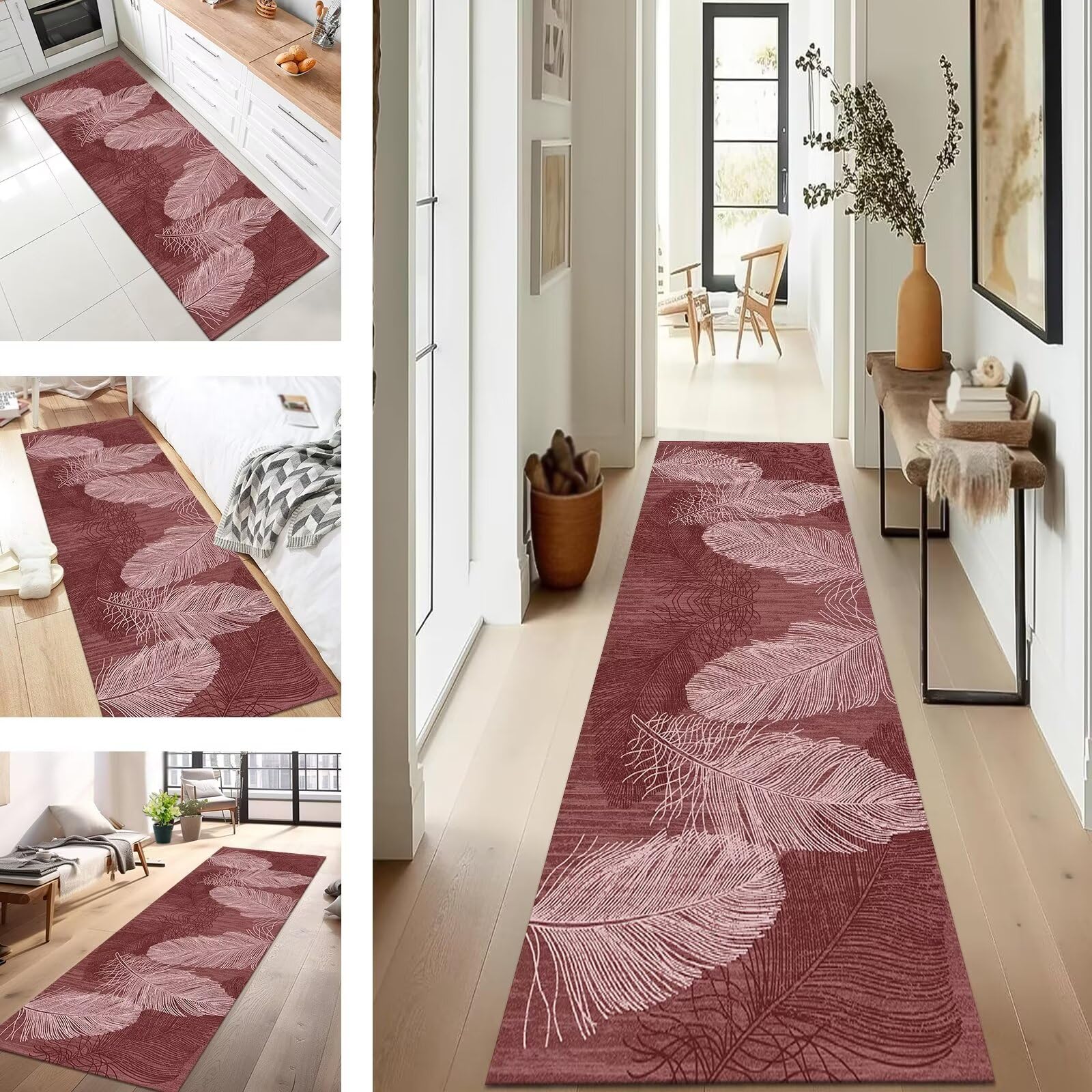 Tapis de couloir antidérapant et grand tapis de sol rouge 70x350cm