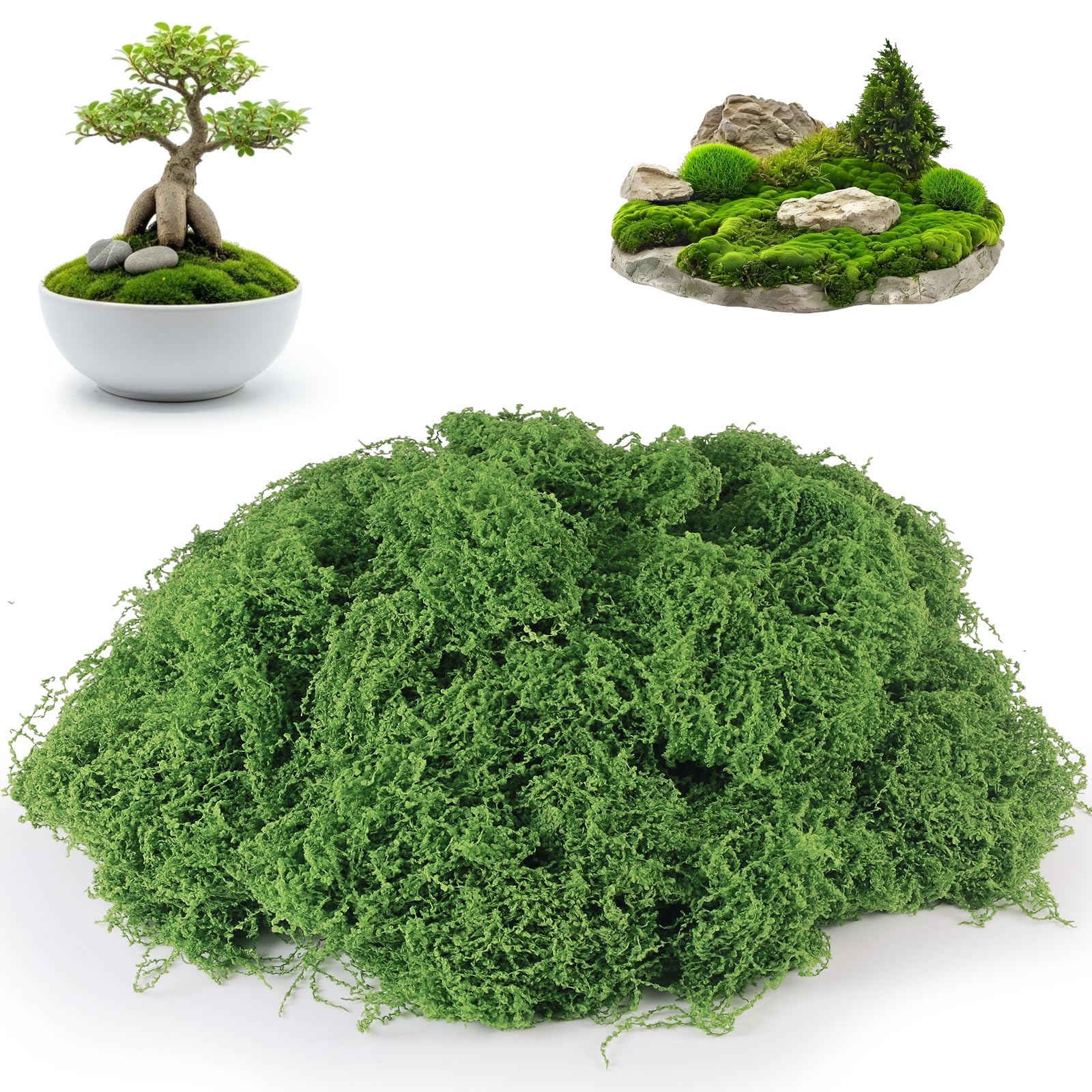 WENXINWIN Artificial Moss, 200g of Fake Moss, Artificial Moss for Indoor Plant Pots, Crafts, Decor, Model Making, Landscaping & More(Dark Green) — image 1