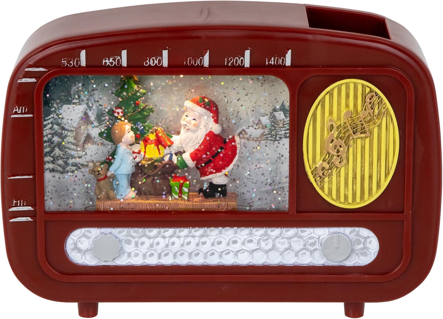 LED Lighted Santa Sighting Retro Radio Christmas Snow Globe - 8.75"