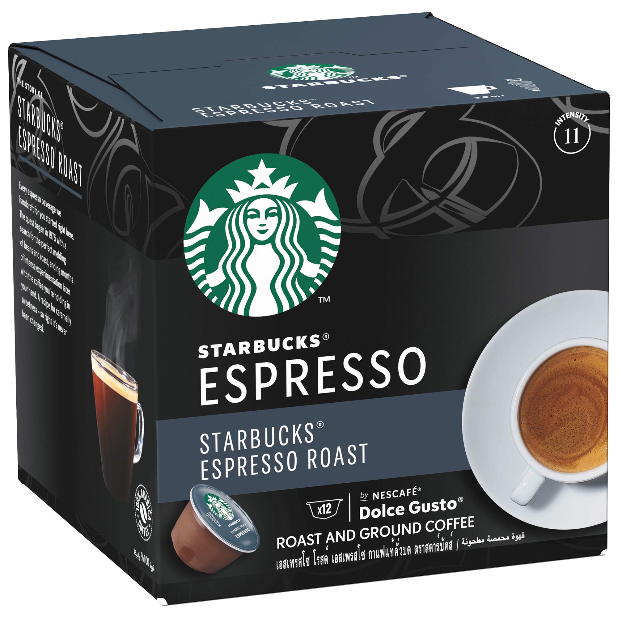 Starbucks Espresso Roast Coffee Capsules by Nescafe Dolce Gusto (12