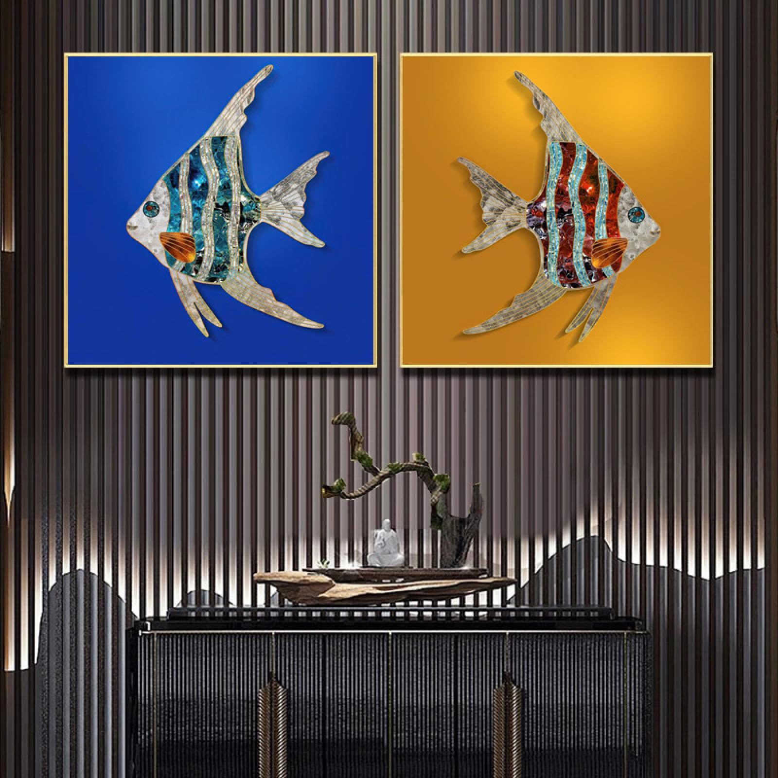 Peintures de groupe de poissons dorés pour mur vide 20cm - 8