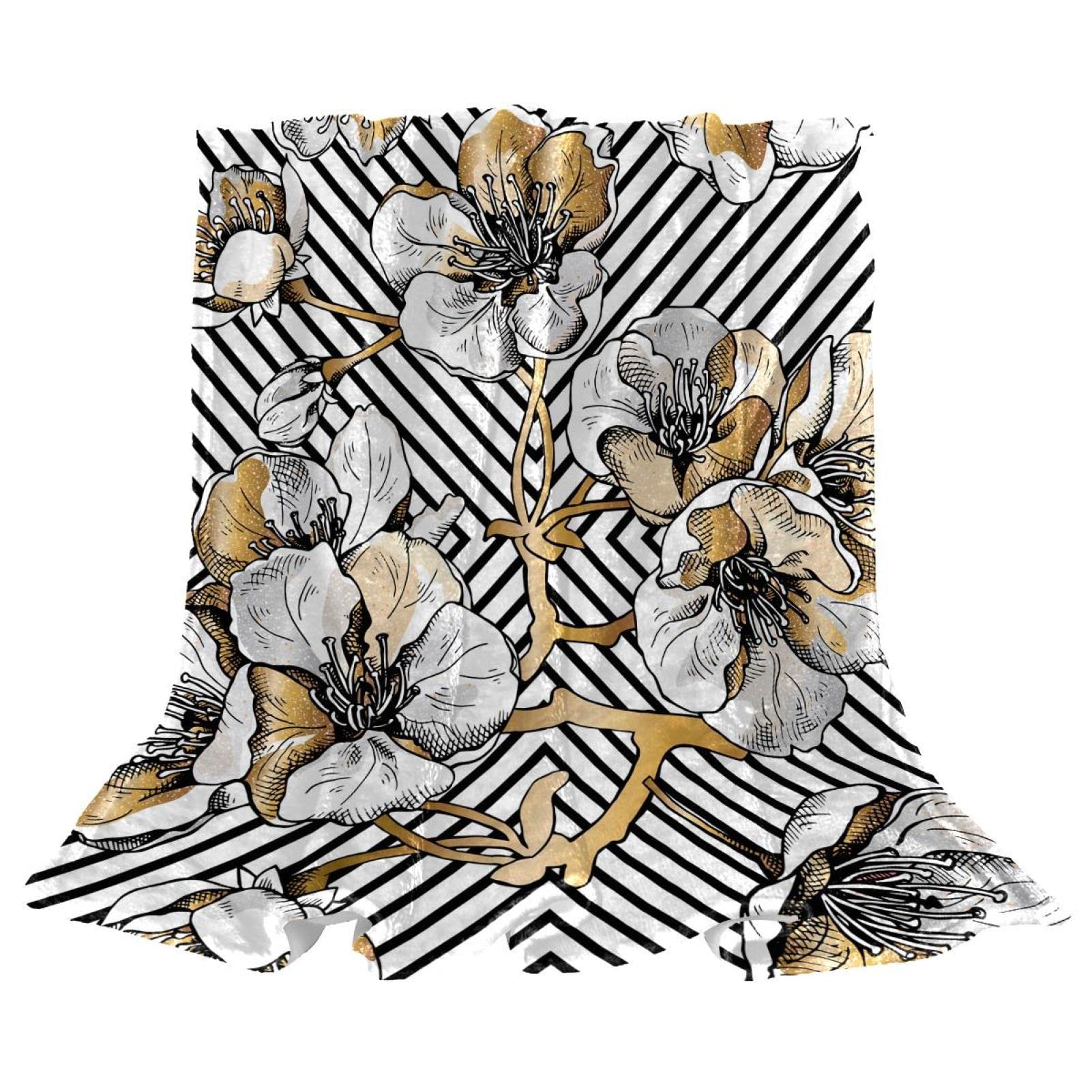 Couverture polaire de qualité supérieure en peluche douce au motif floral épuré