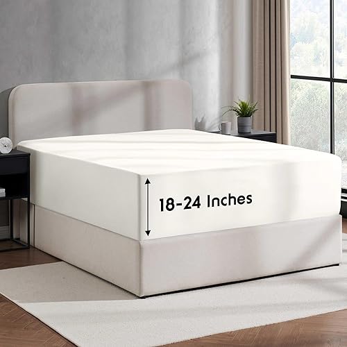 Nestl Bedding - Sábanas bajeras con bolsillo profundo de 53 cm