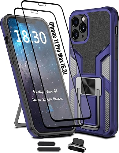 Miniatura 8 de LMDAMZ Funda para iPhone 11 Pro Max anticaídas, resistente grado militar, a prueba de golpes, doble protección (TPU+PC), funda magnética sólida y