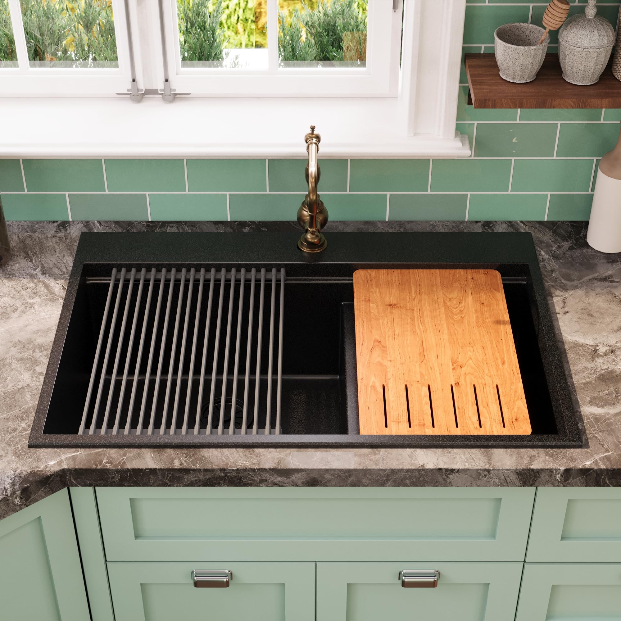 DeerValley Granite Composite Drop In Kitchen Sink 33 Inch