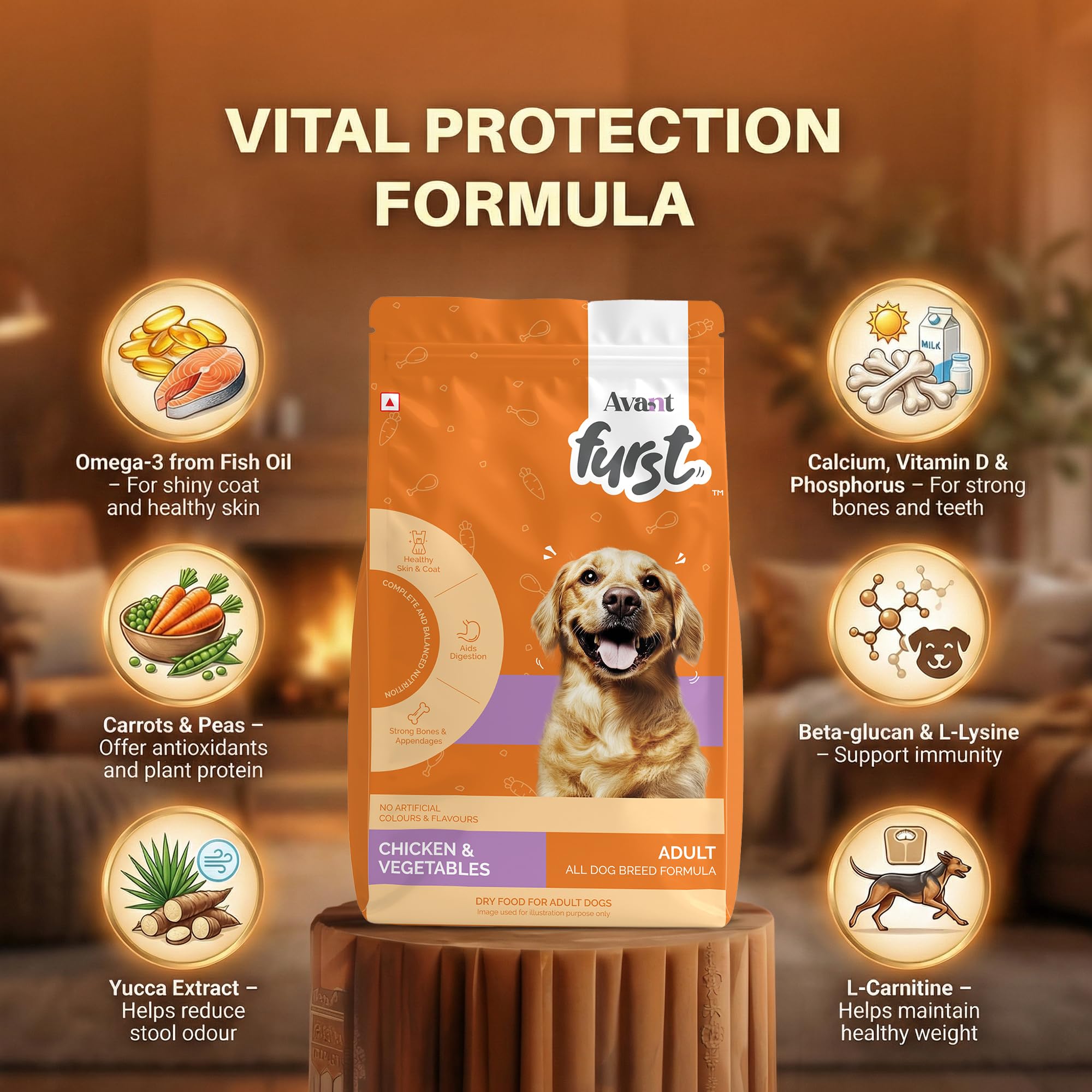 Avant Furst Adult Dry Dog Food Chicken & Vegetable | Dog Food Adult with Real Chicken Protein & Vegetables | Dog Dry Food for Daily Nutrition | No Artificial Additives | 2.8kg 2