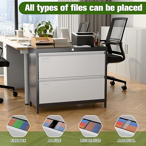 Vista 53 de Archivador móvil de 3 cajones con cerradura, archivador de metal debajo del escritorio para oficina, hogar, tamaño A4/legal/carta, totalmente Blanco