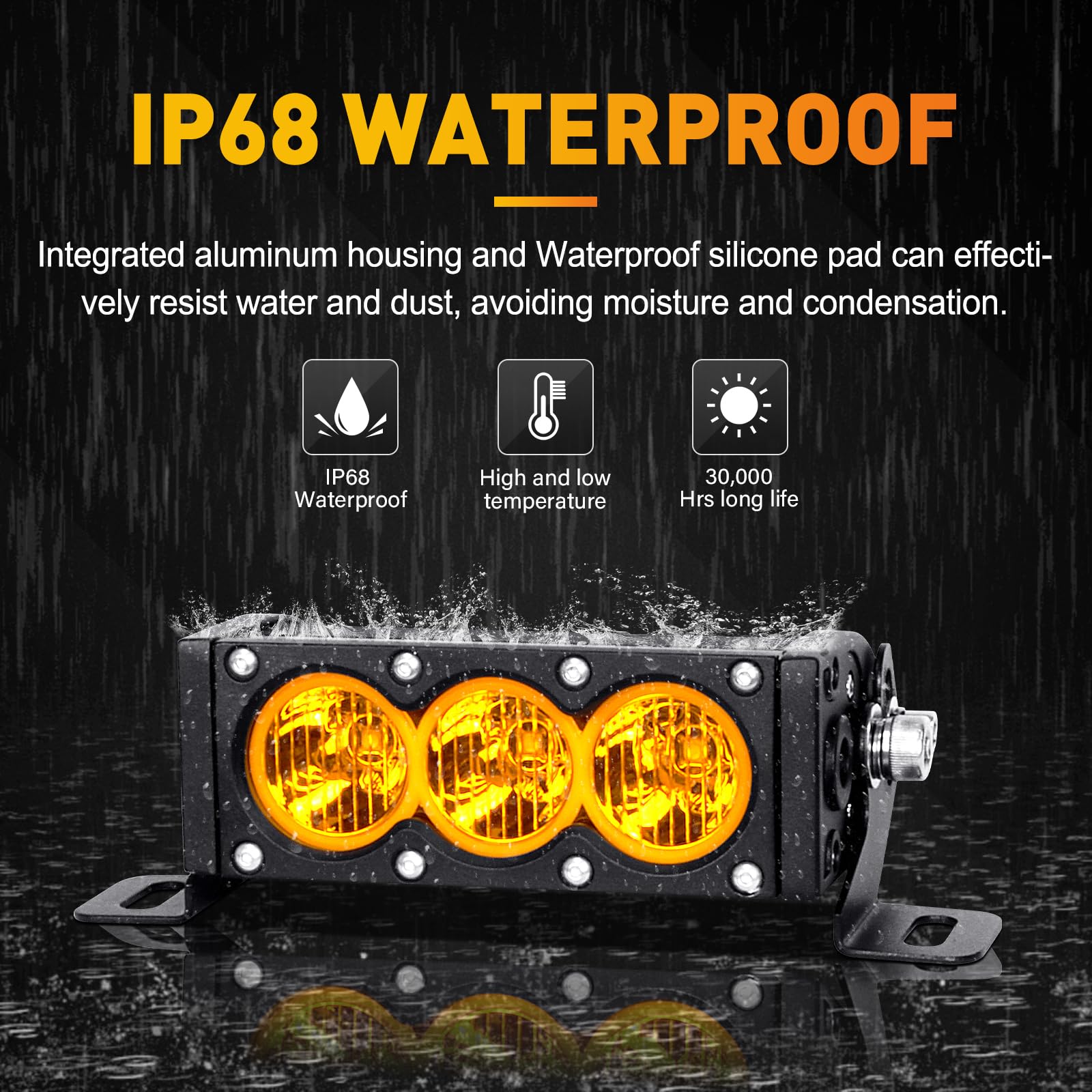 RIGIDON Listwa LED Offroad 15 cm 30 W listwa świetlna LED z zestawem okablowania 12 V, powodzią reflektorów światła przeciwmgielne bursztyn reflektor roboczy bar LED do 4x4 Offroad samochód ciężarowy