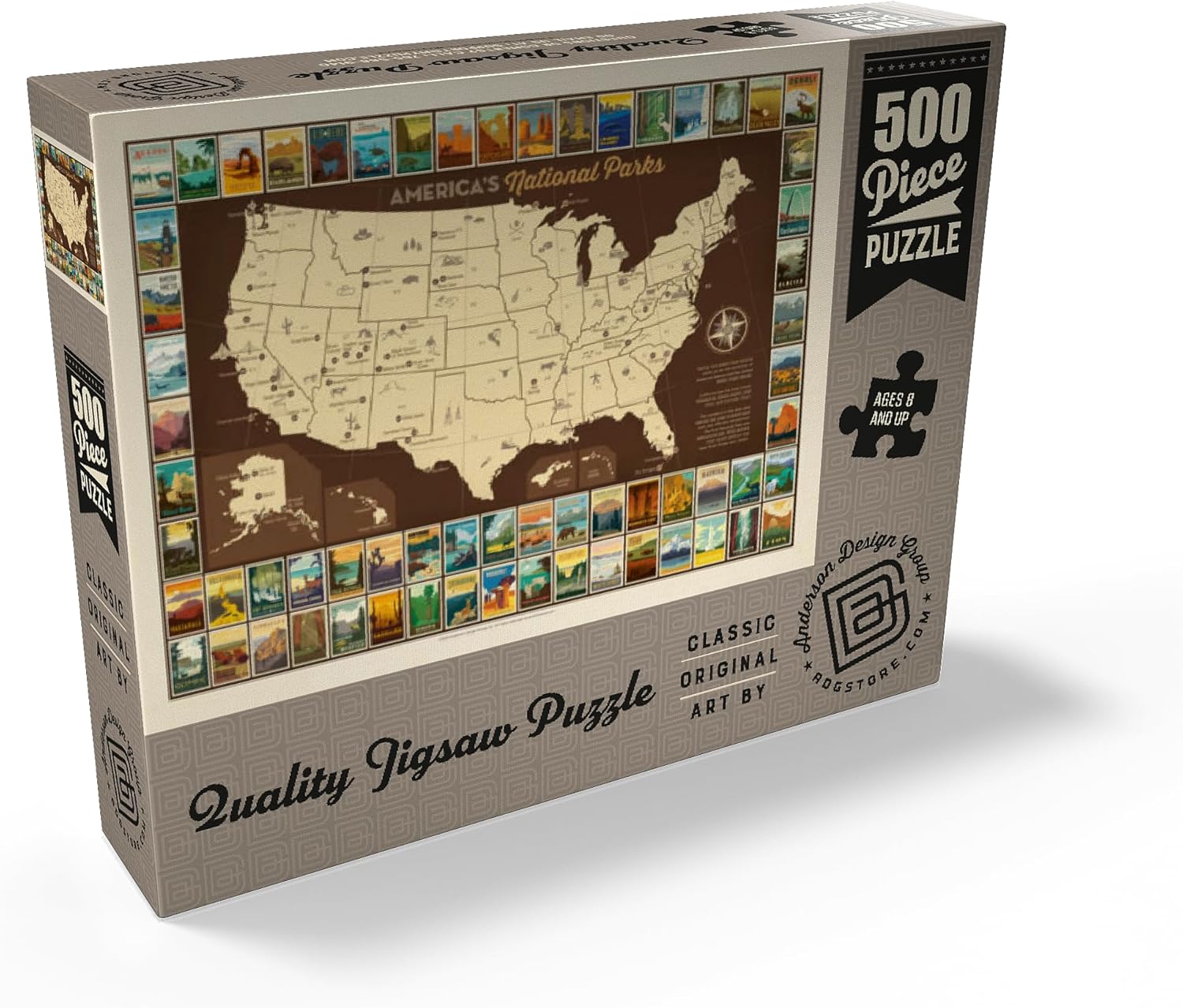 MyPuzzle 63 National Parks: Map of USA - Premium 500 Piece Jigsaw Puzzle for Adults