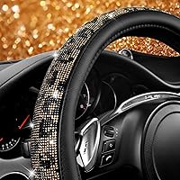Vista 4 de CAR PASS - Funda de volante con diamantes brillantes de imitación y patrón de leopardo, con cristales de imitación brillantes para mujer