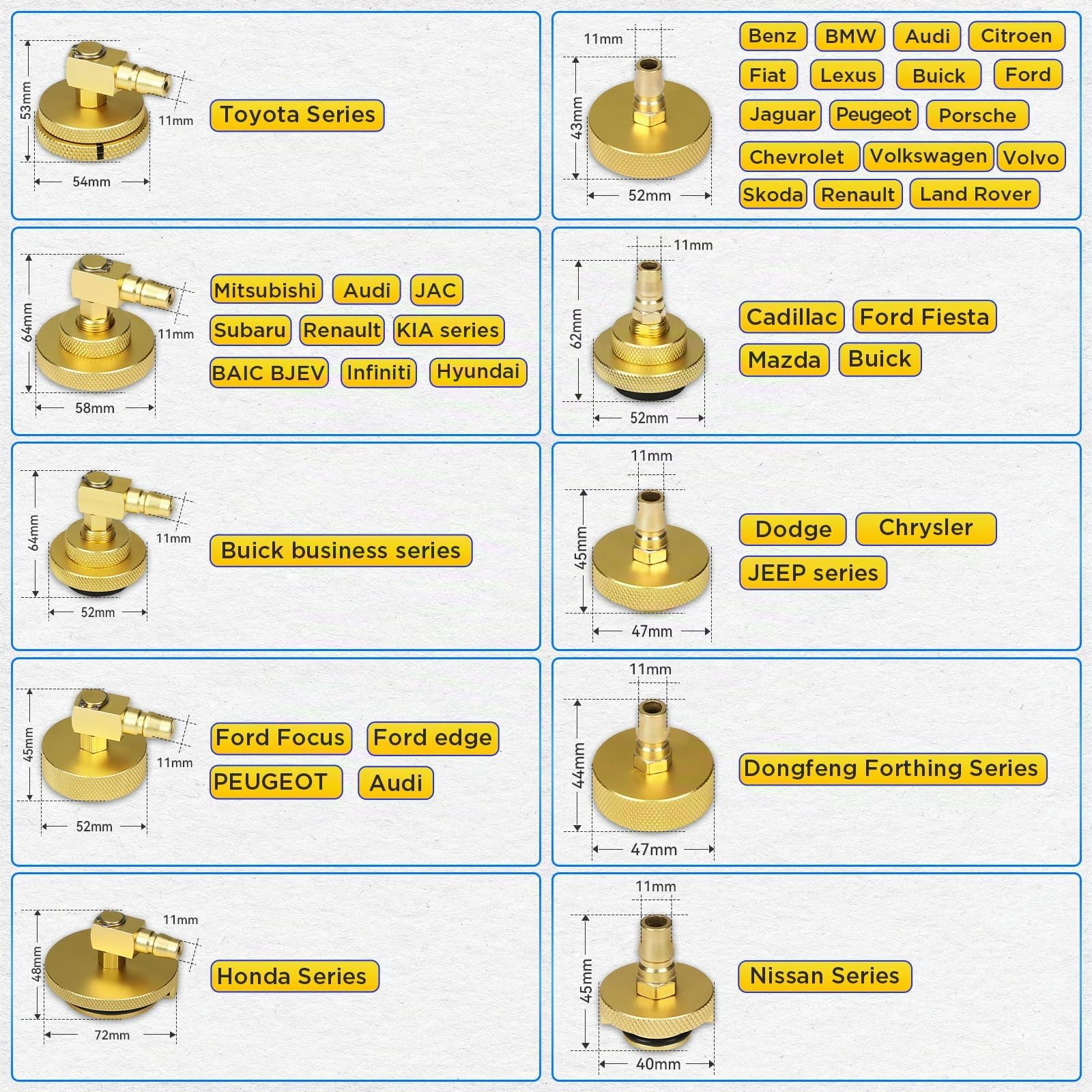MRCARTOOL Juego de 17 Adaptadores para Purga de Frenos de Coche con 16 Purgadores de Frenos y 1 Acoplamiento Rápido, Juego de Herramientas de Purga de Cilindro de Freno Principal
