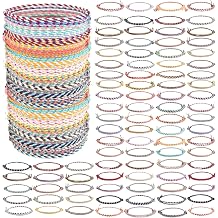 120 Pcs Woven Wrap Friendship Bracelets Adjustable Thread Braided Bracelet Handmade Beach String Bracelets for Birthday Gifts Women Party Favors