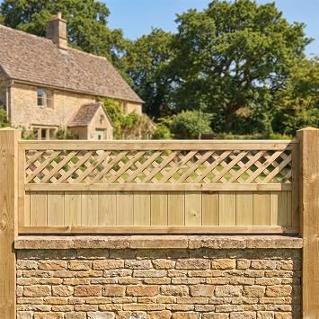 Decorative Urban Wooden Fence Panel, 6ft x 2ft Diamond Lattice Fencing