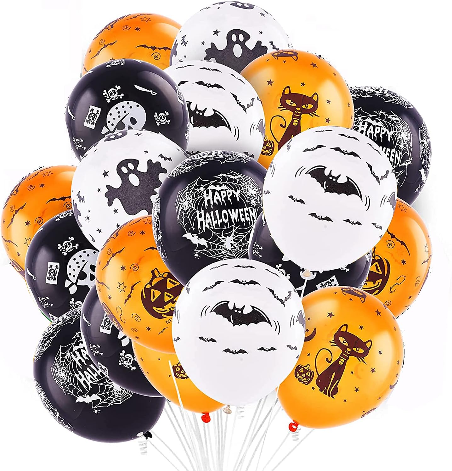 Halloween Balloons Black Balloons Orange Balloons for Party Decoration Graduation Decoration.Latex Balloons 100 pack (Halloween)
