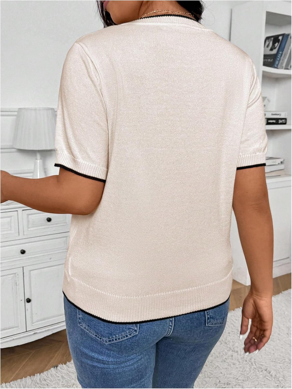 Women's Plus Size Short Sleeve T Shirts Summer Crew Neck Knit Dressy Casual Work Tops - Image 2