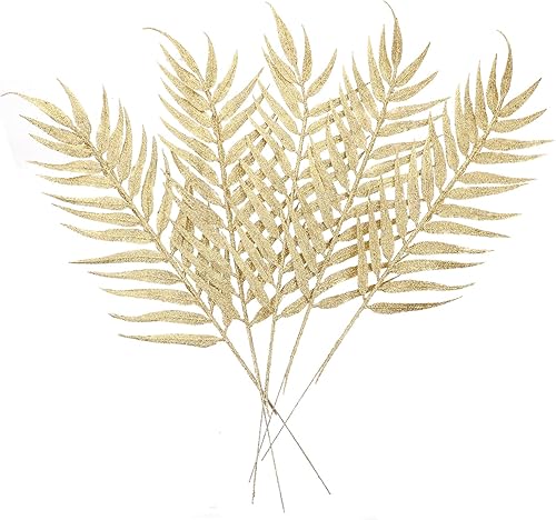 MAGICLULU 5 piezas de hojas de decoración de hojas de Navidad, 5 piezas de aerosoles artificiales para árbol de Navidad, hojas con purpurina,