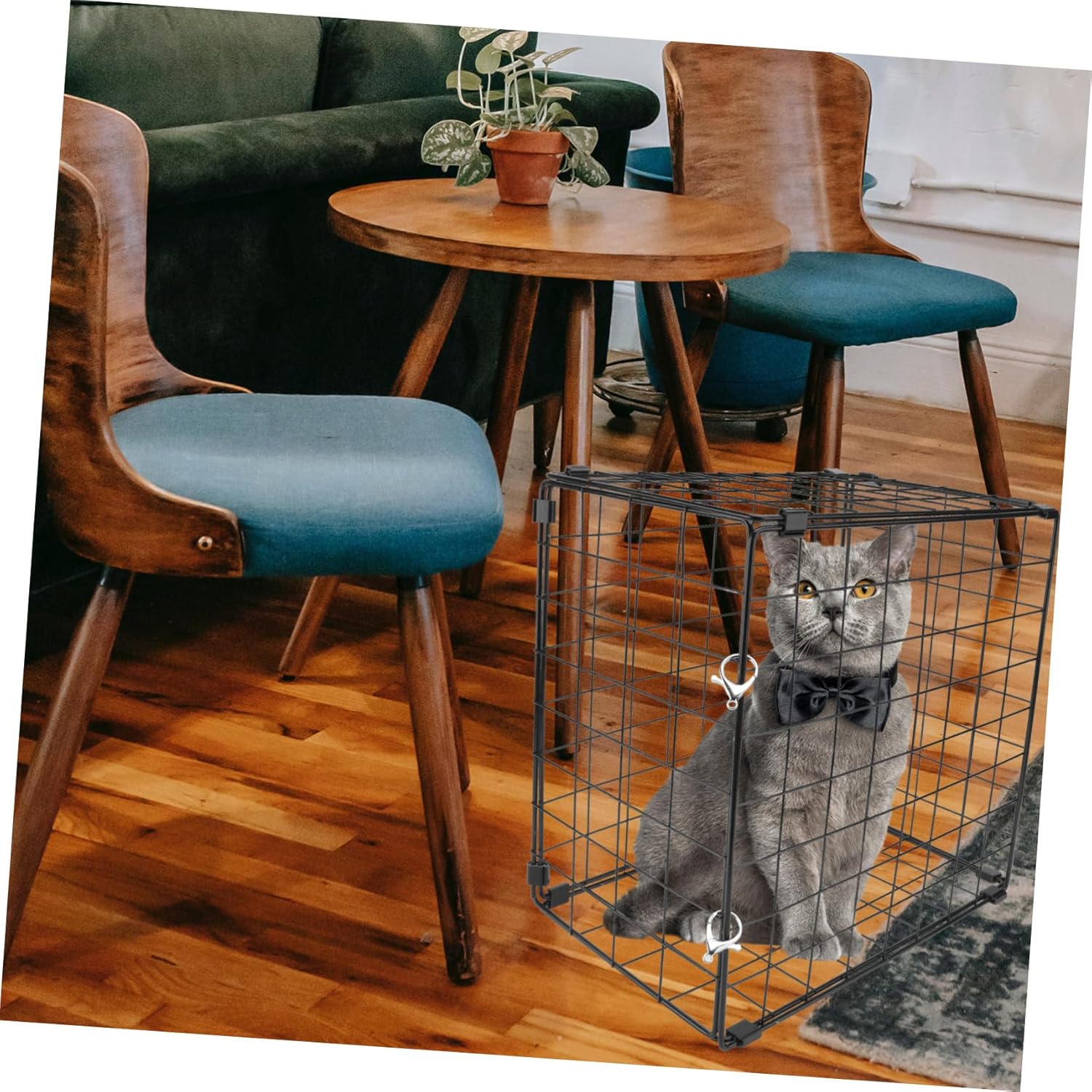 Totority 1pc Folding Cat Cage Practical and Portable Iron Carrier for Cats Under for Bathing and Travel Transparent Design to Monitor Pet Movement