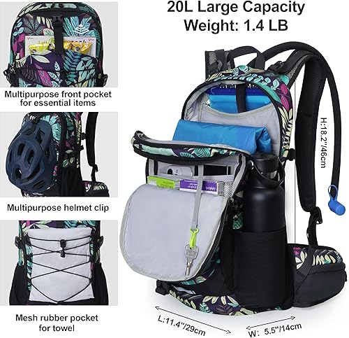 Miniatura 3 de Mochila de hidratación con vejiga de agua de 2 L, mochila de agua, mochila de senderismo aislada para senderismo, ciclismo, escalada, esquí