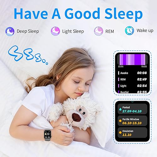 Vista 7 de EZON Reloj inteligente para niños y niñas, reloj HD de 1.83 pulgadas con función de llamada, juegos, podómetro, frecuencia cardíaca, SpO2, monitor