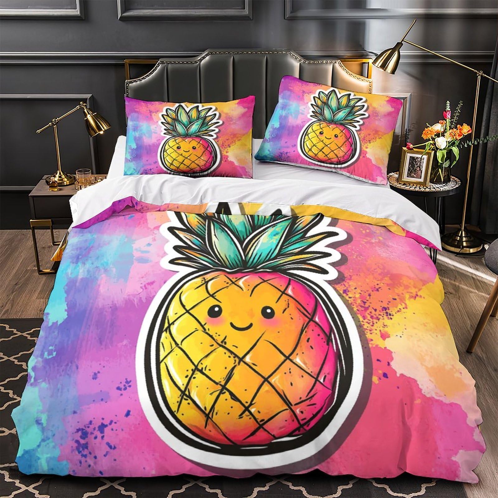 Housse de couette motif ananas 3D le cadeau lit parfait pour enfant