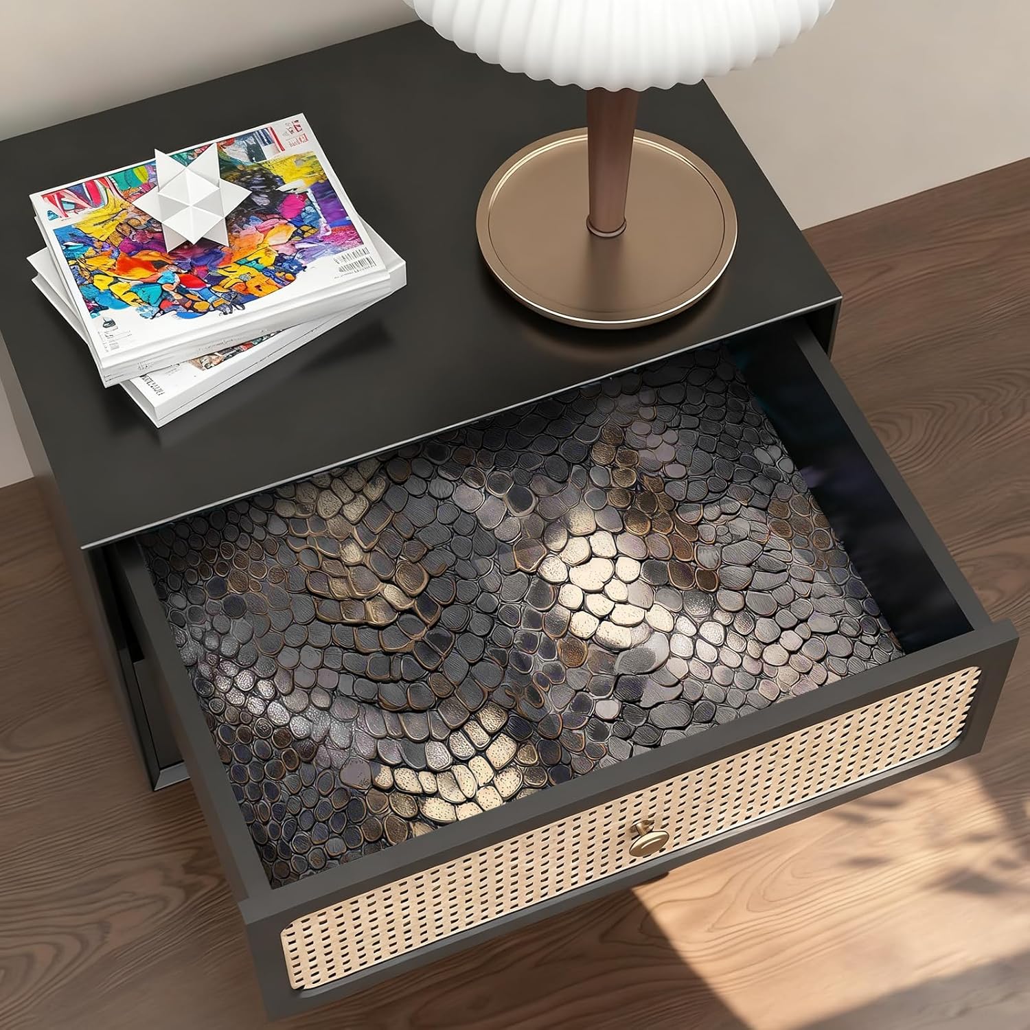 Modern Snake Skin Textured Wallpaper Peel and Stick Removable 17.7" x 236.22" Realistic Irregular Scales Wall Paper Self Adhesive for Classroom Bedroom Laundry Room Bathroom