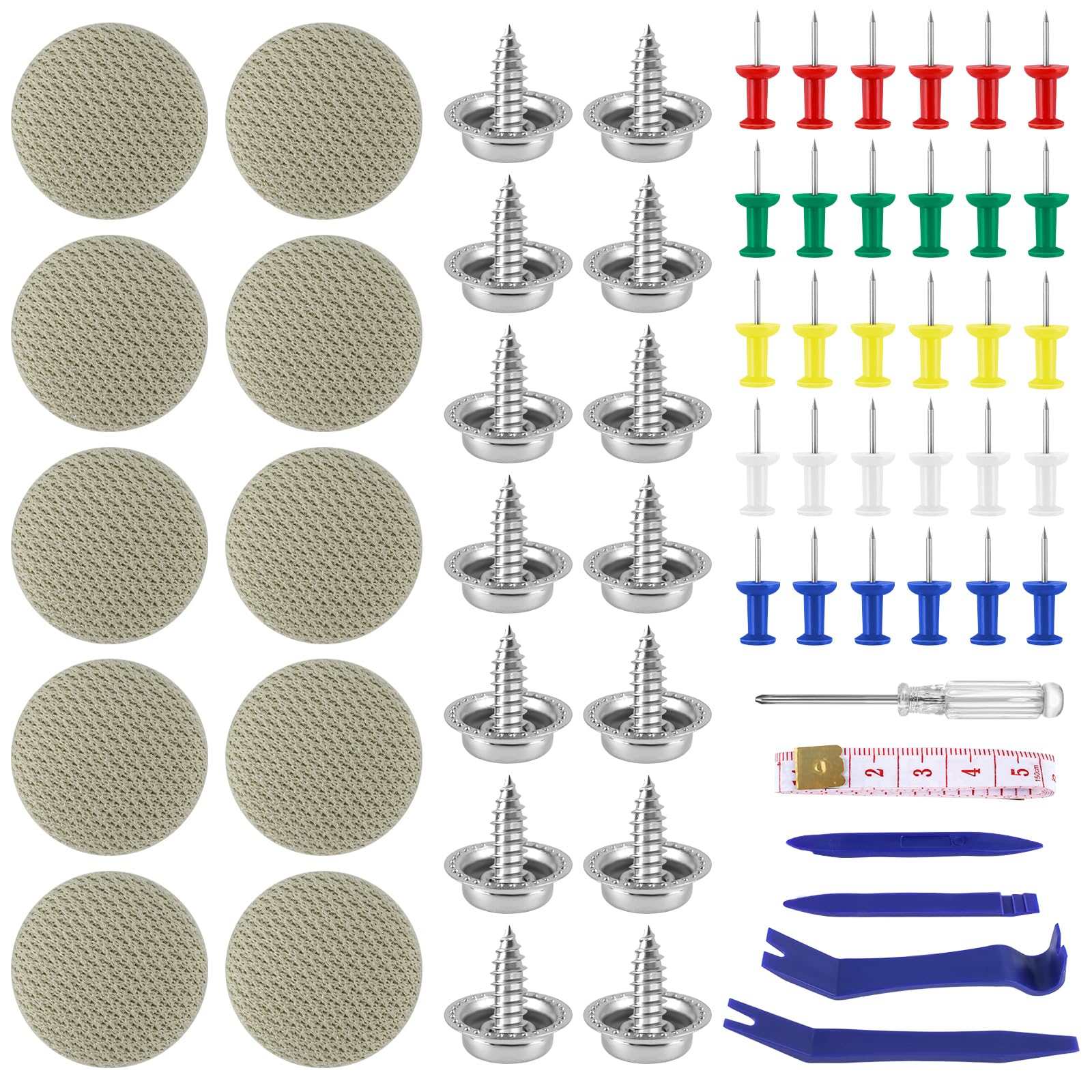 Kit Réparation Toit Intérieur Voiture - 100 Rivets + Broches + Tournevis + Ruban - Universel, Facile à Poser - Pour Voiture, Camion, Camping-car