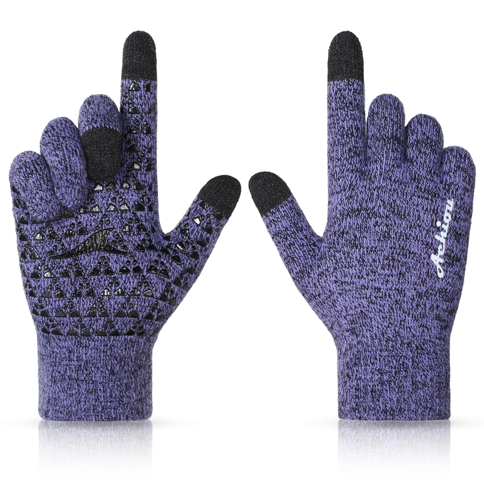 Achiou Winter Gloves for Men and Women, Touchscreen Soft Knit Gloves