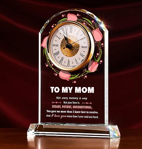 Miniatura 10 de Reloj de Cristal Sttokilly para Papá Regalos de Hija o Hijo, Elegante Reloj de Escritorio con Base para Navidad Día del Padre, Idea de Regalo