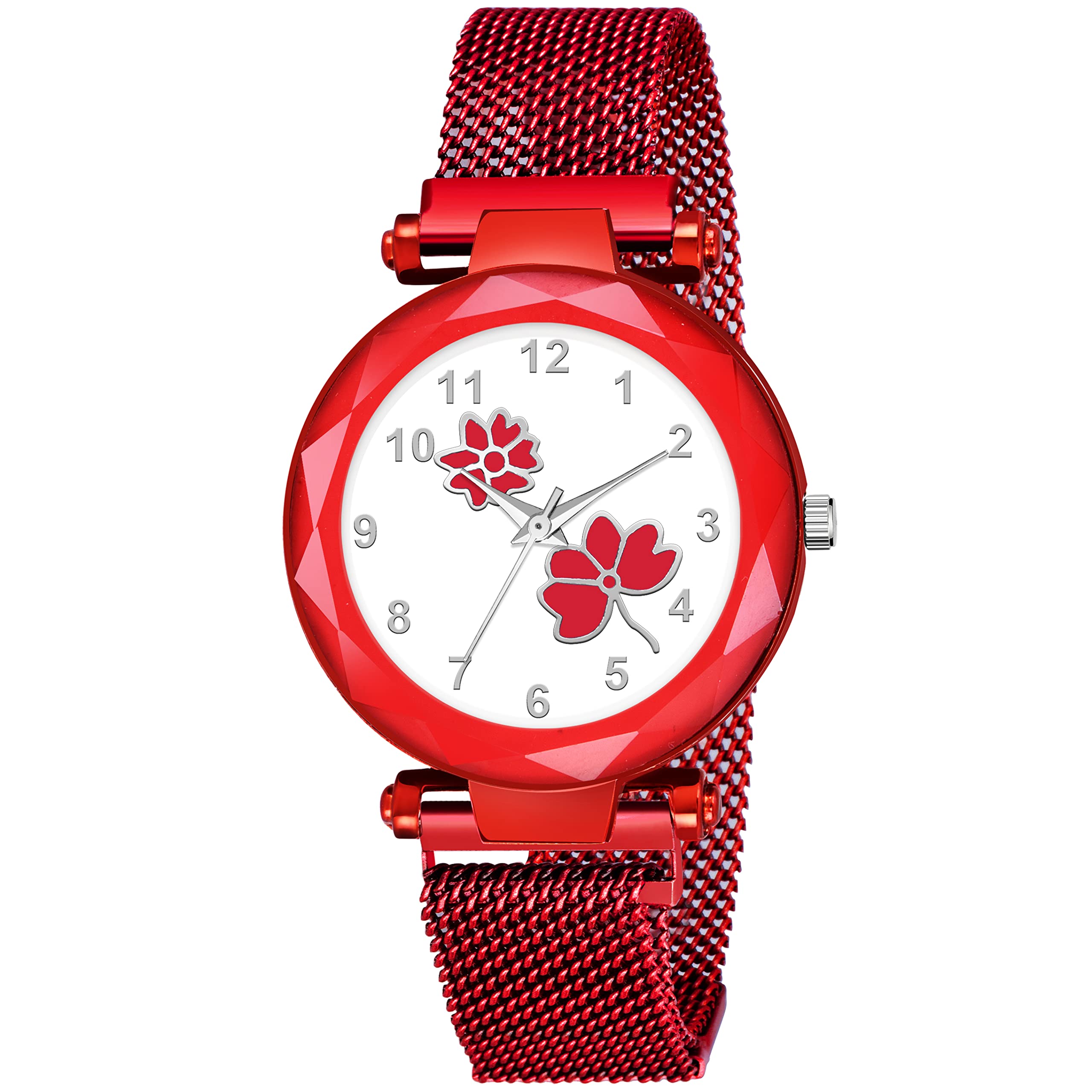 KIARVI GALLERY Analogue Flower Design Dial Magnetic Metal Strap Watch for Girls and Women (Red-Red) (B0B2WVSRJK) Amazon Price History, Amazon Price Tracker