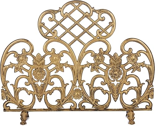 Uniflame Pantalla de aluminio fundido de un solo panel, oro antiguo