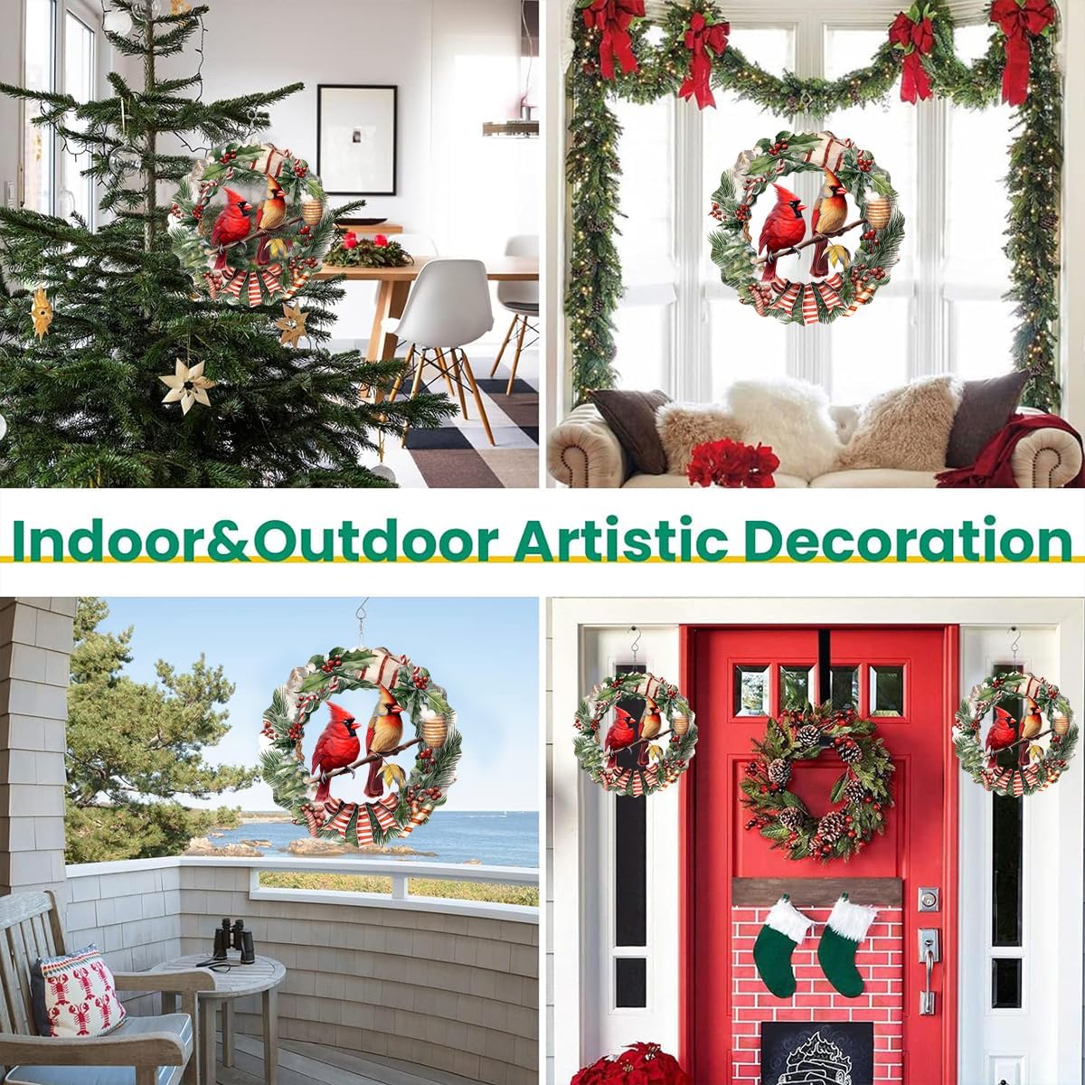 Christmas Wind Spinner Outdoor Garden Decor Hanging Ornament Worth Gift for Holiday Decoration Yard Patio Farm-Birds