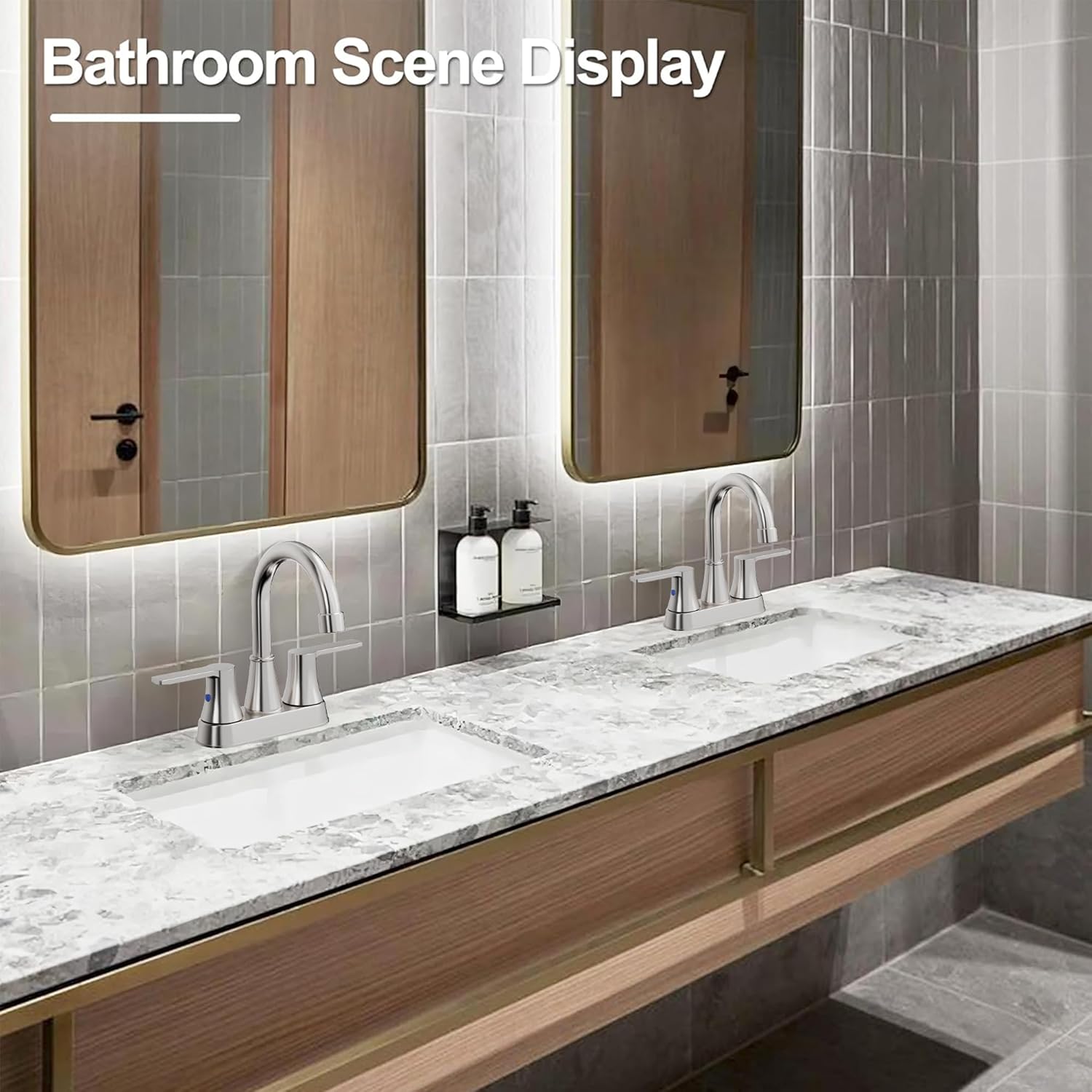 Bathroom Faucets for Sink 3 Hole, 4 inch Matte Black 2 Handle Sink Faucet for Lavatory, Washbasin, Vanity, Commercial, Centerest Faucet with Deck, Pop-up Drain and Supply Hoses