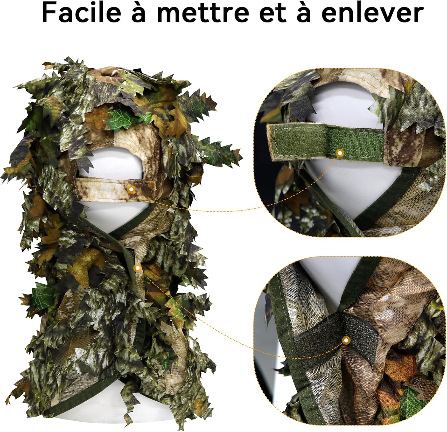 AOUTACC 3D Ghillie Camouflage Leafy Cap and Camo Hunting Gloves for Camo Hunting Shooting
