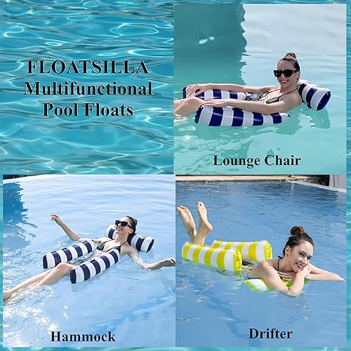 Miniatura 5 de 2-Pack Inflatable Water Hammock Floaties for Adults Pool Float Lounger with Mesh Seat Floating Pool Hammock for Adults Swimming Pool Party &