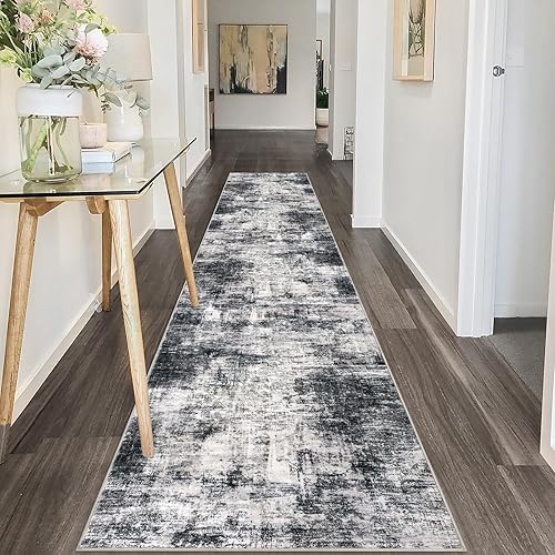 Miniatura 216 de IOHOUZE Alfombra pequeña abstracta de 2 x 3 pies, alfombra de entrada lavable para entrada interior, alfombras con respaldo de goma, alfombra gris