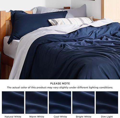 Miniatura 5 de Bedsure Funda de edredón, tamaño individual o individual XL, suave microfibra cepillada, niños, 2 piezas 1 funda de edredón azul marino (68 x 90