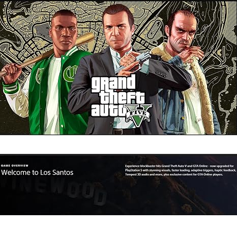 Grand Theft Auto V for PlayStation 5 (US Version), with PremGear ThumbSticks (2 pack: 1 High-Rise, 1 Mid-Rise) & Cleaning Cloth