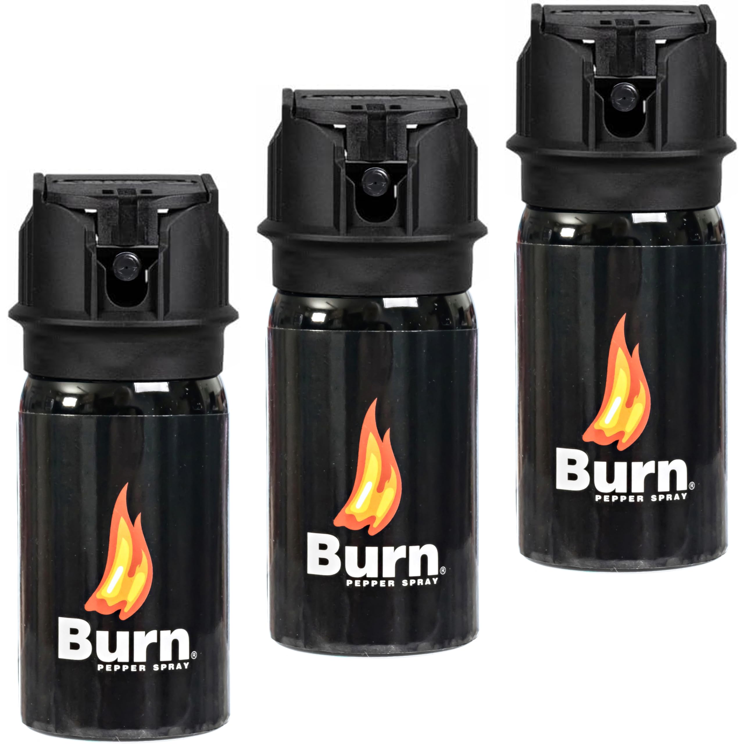 Burn Pepper Spray for Self Defense Security - 1.35 fl oz Compact Pepper Spray for Women and Men, Maximum Strength, Police Grade with UV Dye, Ideal for Personal Safety, Joggers & Home Defense - 3 Pack