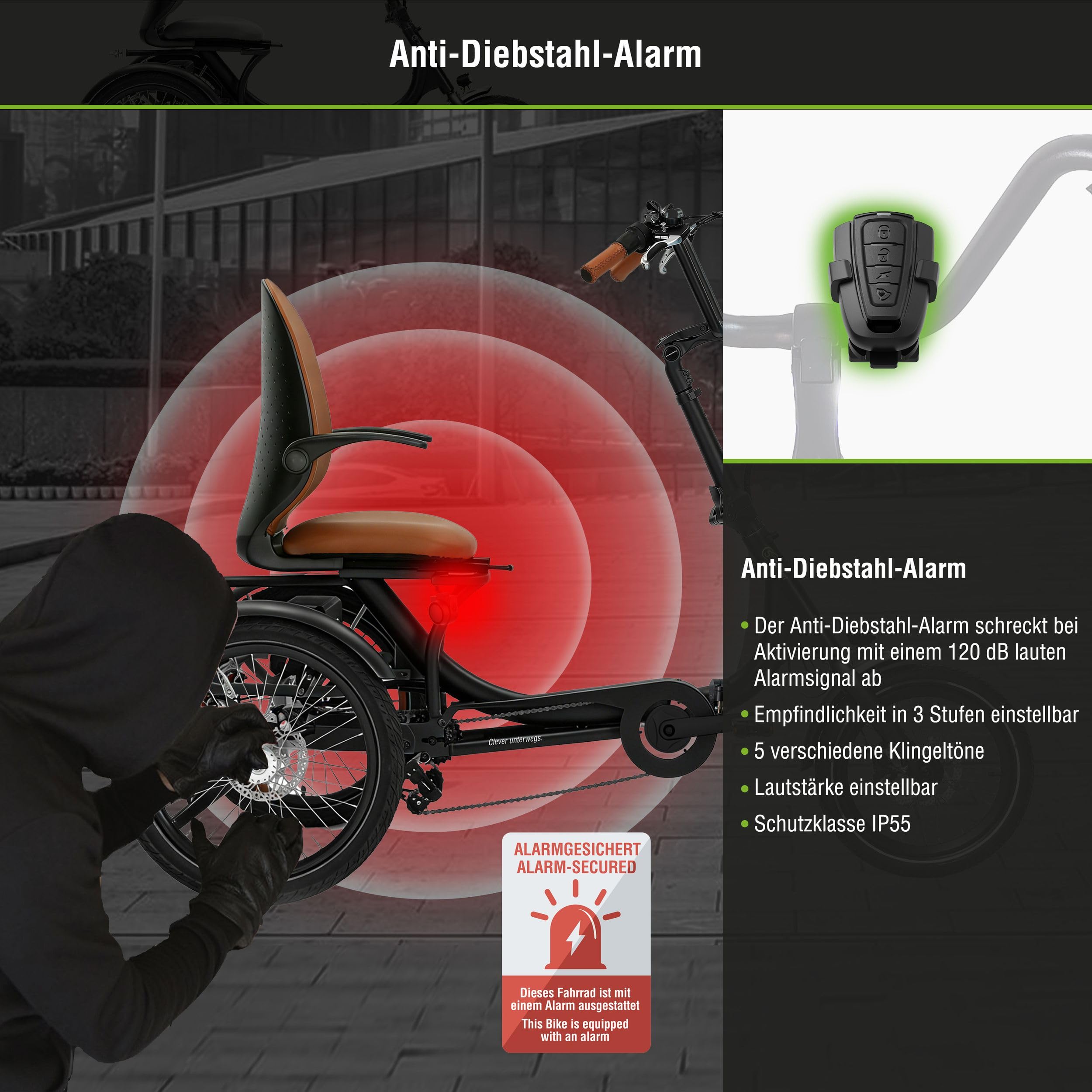 T6 Comfort Triciclo Elettrico Pieghevole per Anziani e Adulti, 20” in Alluminio con Telaio Basso, Assistente alla Spinta 6 km/h, Luce Posteriore con Freno Integrato e Differenziale